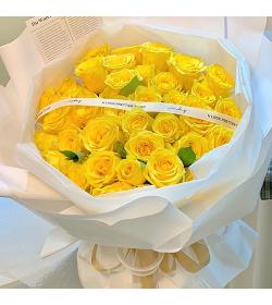 鲜花：幸好有你 33枝黄玫瑰