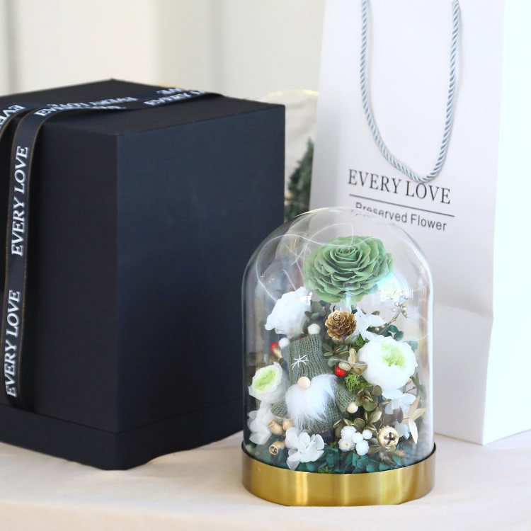 圣诞快乐永生花 蓝色款 玻璃罩